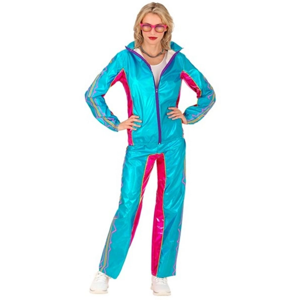 AZURE METALLIC ELECTRONIC DANCE MUSIC PARTY FASHION TRACKSUIT  (jacke..     (L)