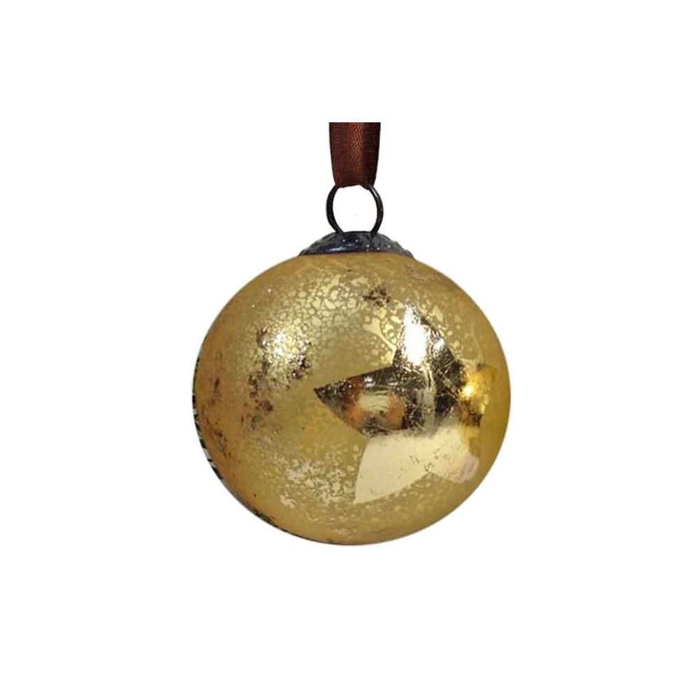 Γυάλλινη μπάλα σχέδιο αστέρι, αντικέ χρυσό χρώμα