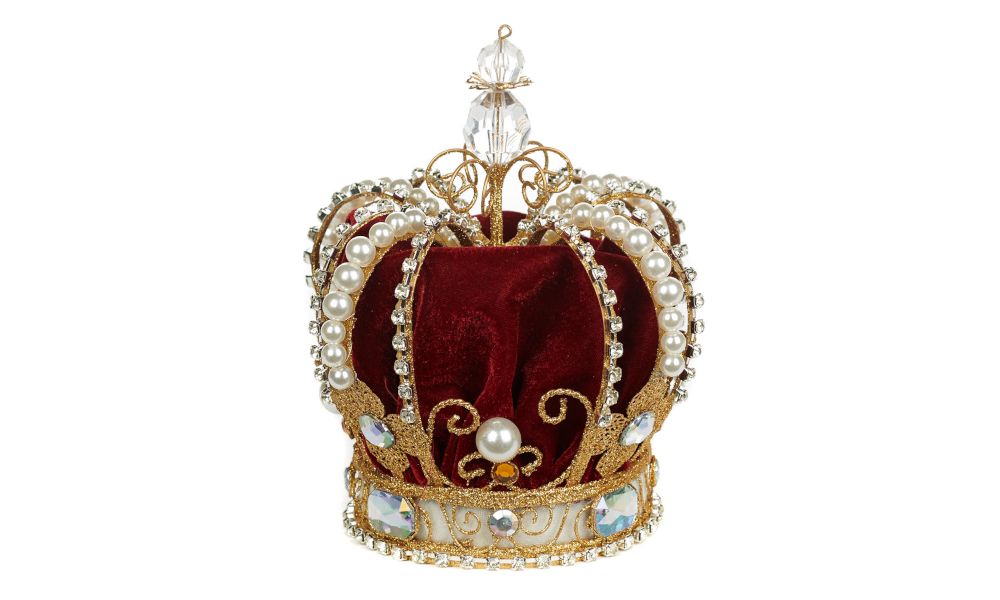 WIRE FABR.JEWEL CROWN TREE TOPPER GLD/RD 22CM