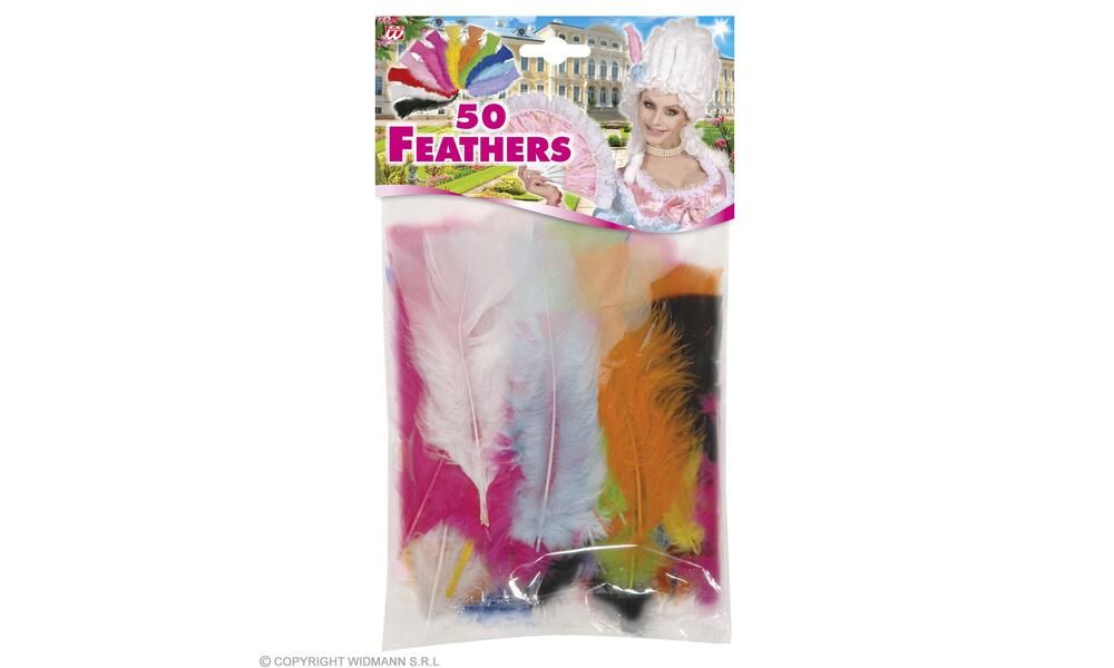 Pk 12 50 FEATHERS multicolor - abt. 10 cm